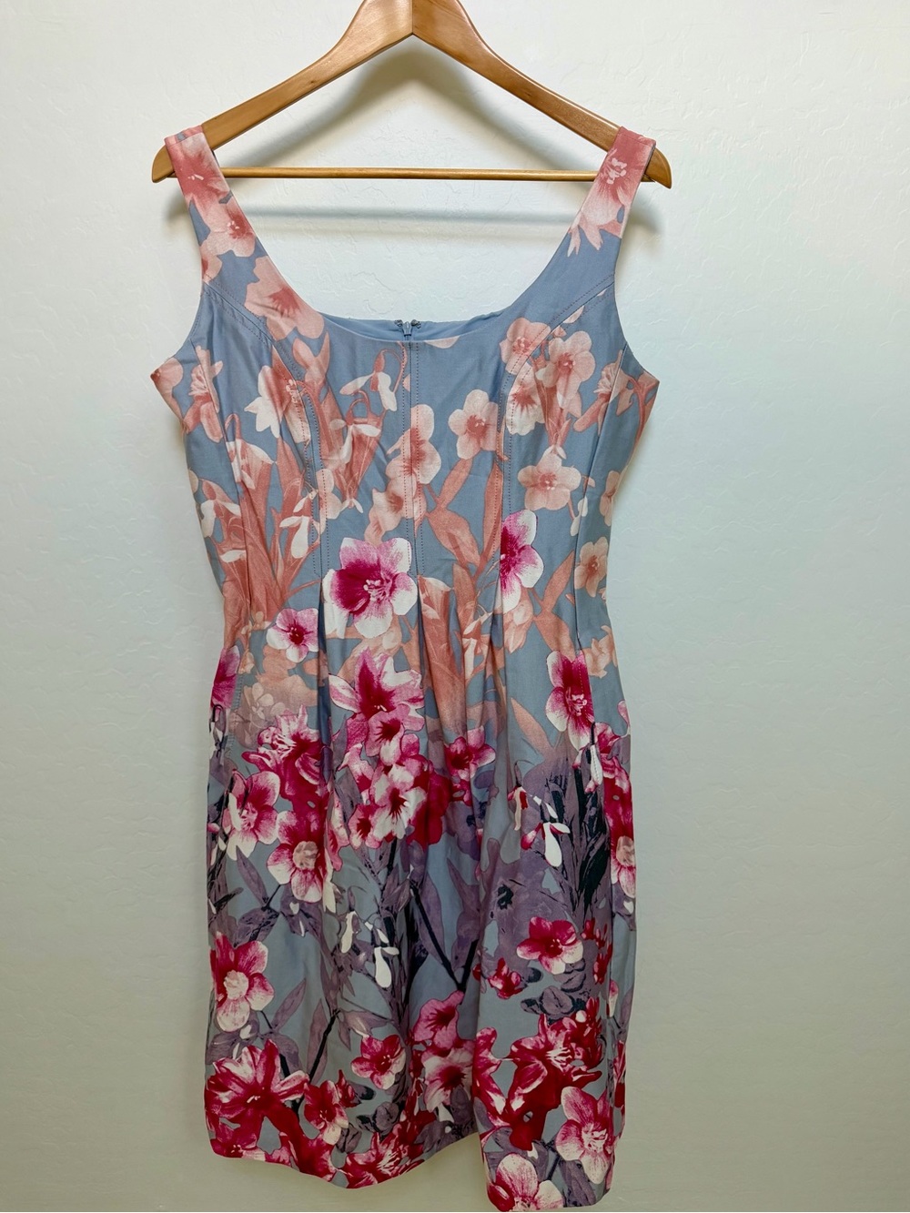 Nine West Floral Midi Dress in Gray and Pink